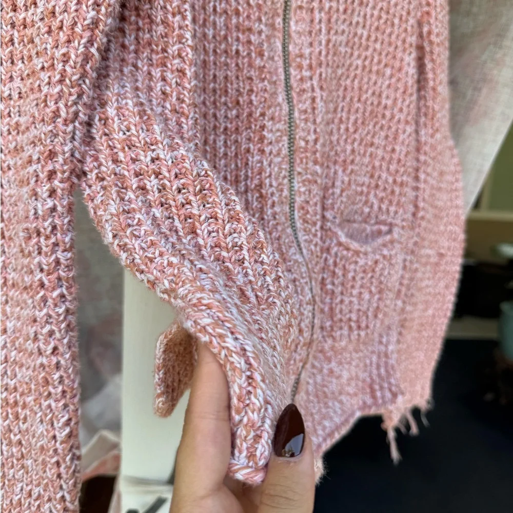 Wilfred Textured Pink Zip Up Cardigan - Picture 5 of 6